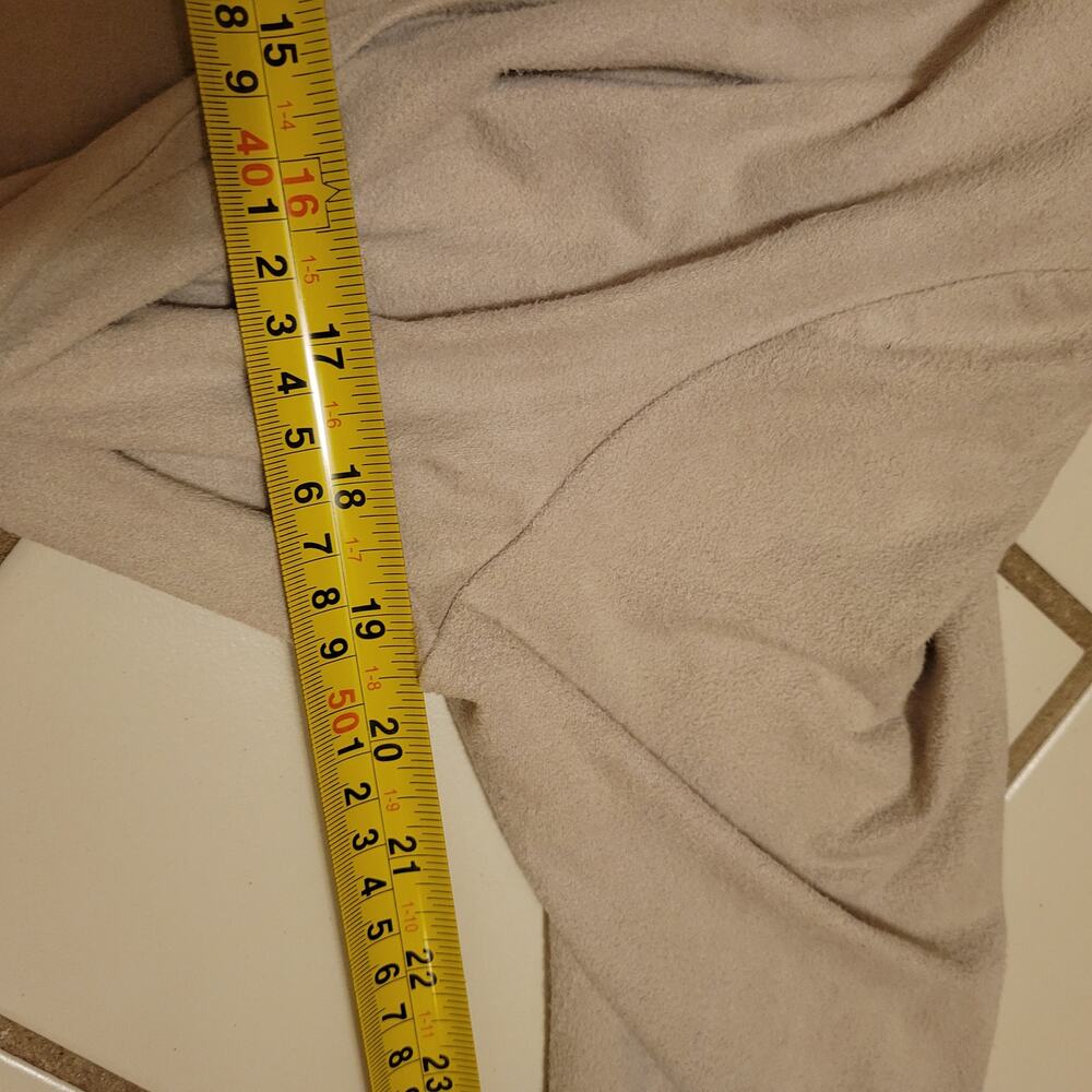 Tahari NWT Faux Leather Cardigan One Size Soft Beige Drape Front Lightweight - Picture 8 of 15
